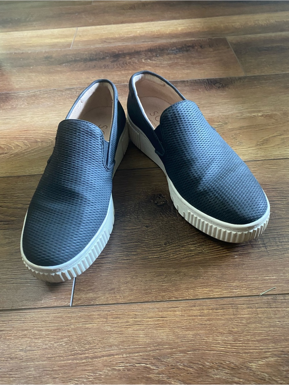 SOUL Naturalizer Women's Slip-On Loafers in Black and White Platform